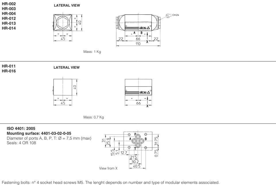 HR - Cetop Sandwich Module Check Valve