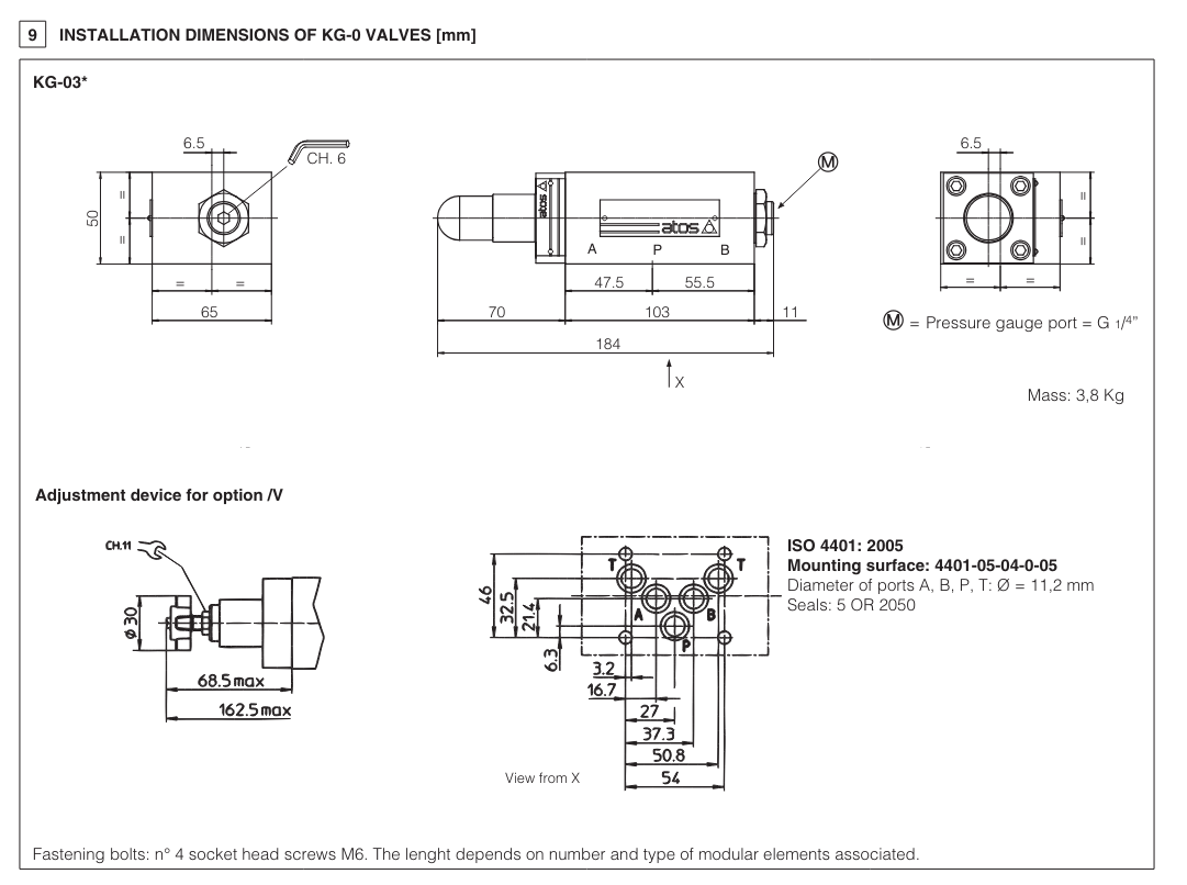 KG - Cetop Subplate Mounted Reducing Valve